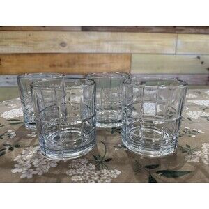 Anchor Hocking TARTAN 4 pc. Clear 3.5" Old Fashioned Tumblers Glasses 10 oz